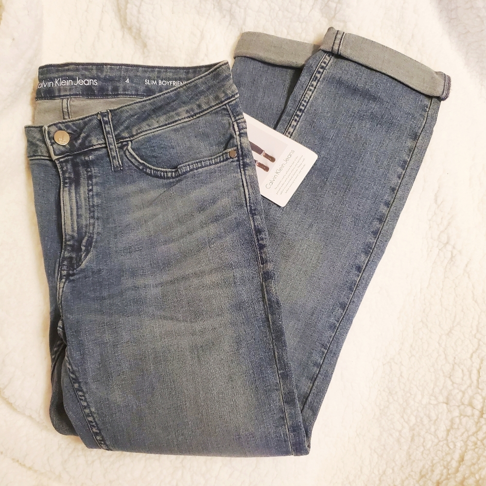 HP Calvin Klein Slim Boyfriend NWT Jeans Tony Blue - Picture 2 of 8